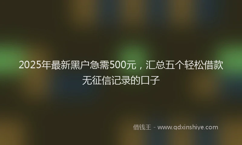 2025年最新黑户急需500元，汇总五个轻松借款无征信记录的口子
