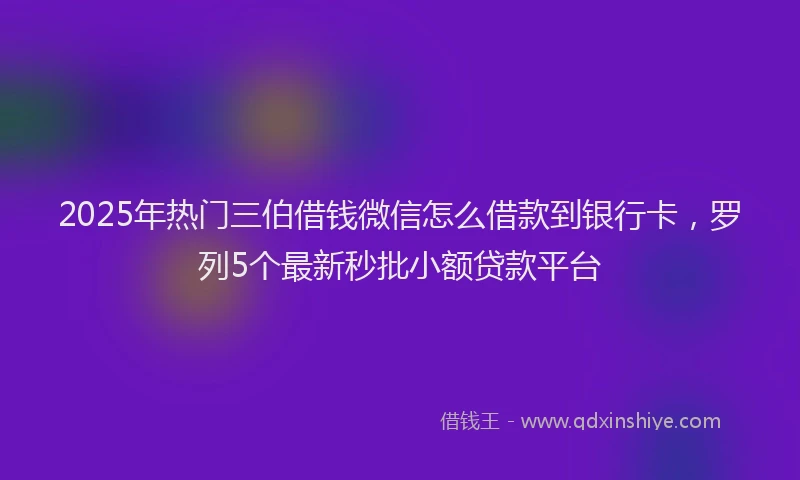 2025年热门三伯借钱微信怎么借款到银行卡，罗列5个最新秒批小额贷款平台
