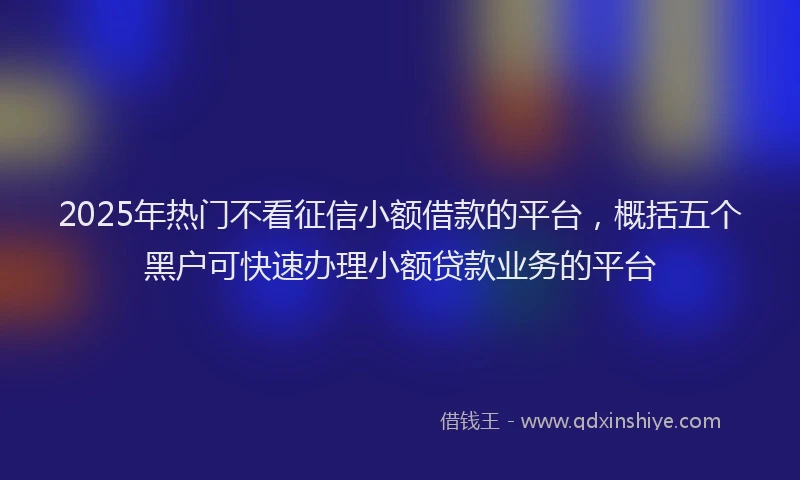 2025年热门不看征信小额借款的平台，概括五个黑户可快速办理小额贷款业务的平台