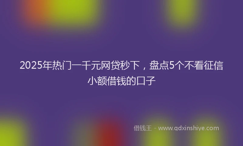 2025年热门一千元网贷秒下，盘点5个不看征信小额借钱的口子