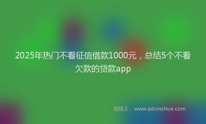 2025年热门不看征信借款1000元，总结5个不看欠款的贷款app