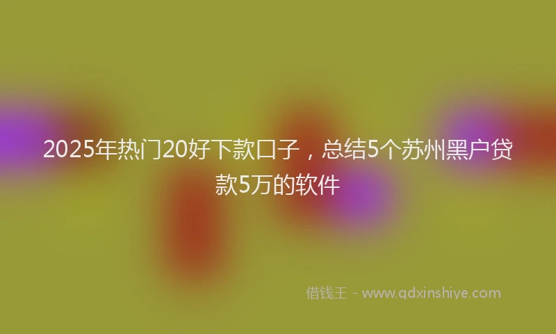 2025年热门20好下款口子，总结5个苏州黑户贷款5万的软件