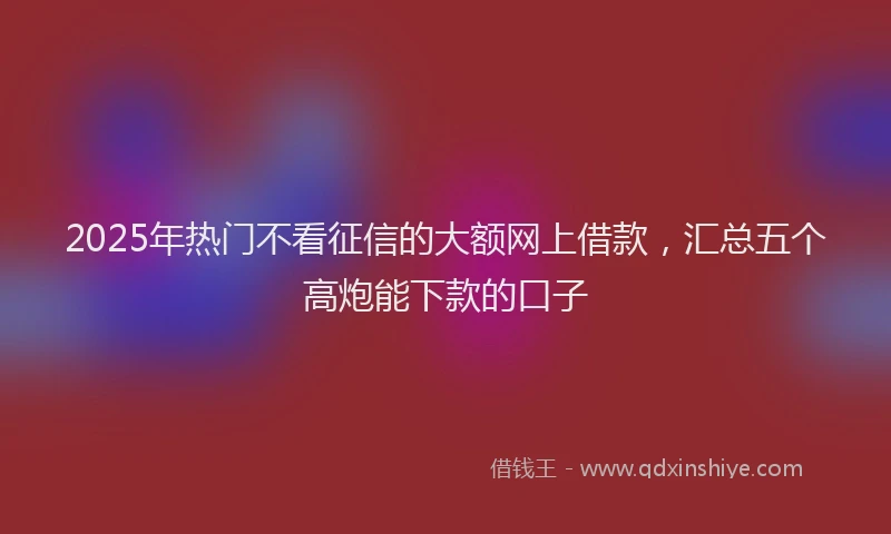 2025年热门不看征信的大额网上借款，汇总五个高炮能下款的口子