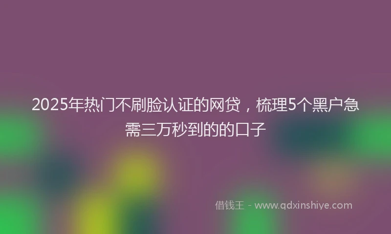 2025年热门不刷脸认证的网贷,梳理5个黑户急需三万秒到的的口子