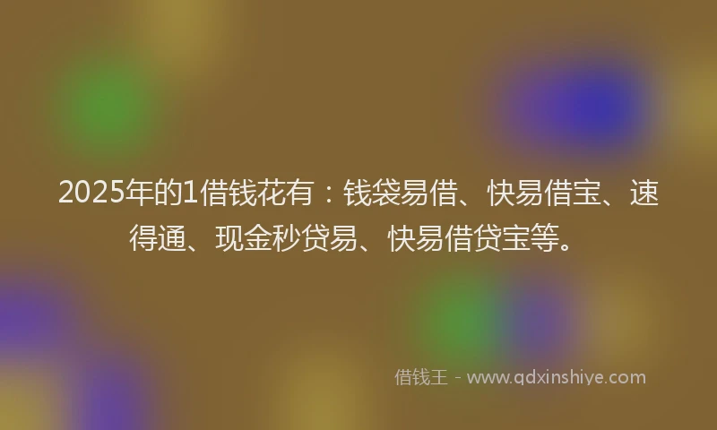 2025年的1借钱花有：钱袋易借、快易借宝、速得通、现金秒贷易、快易借贷宝等。