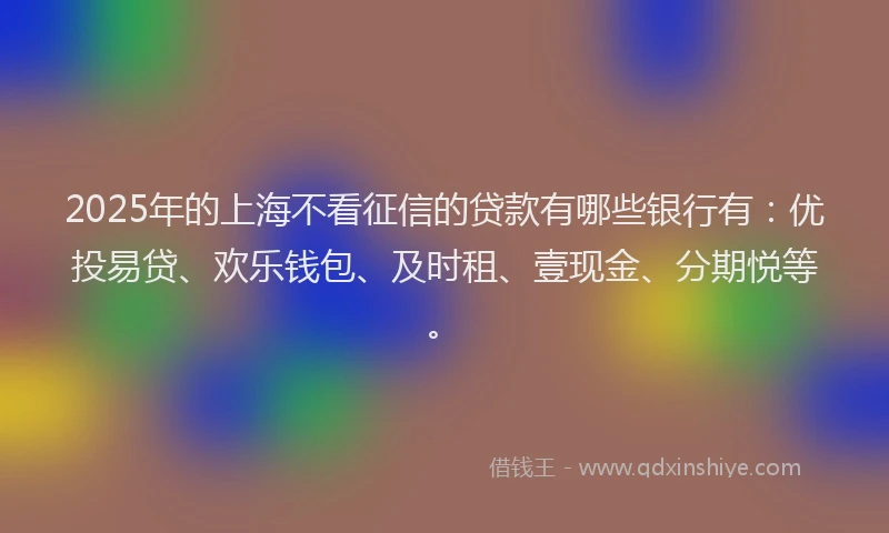 2025年的上海不看征信的贷款有哪些银行有：优投易贷、欢乐钱包、及时租、壹现金、分期悦等。