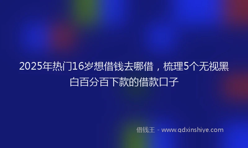 2025年热门16岁想借钱去哪借，梳理5个无视黑白百分百下款的借款口子