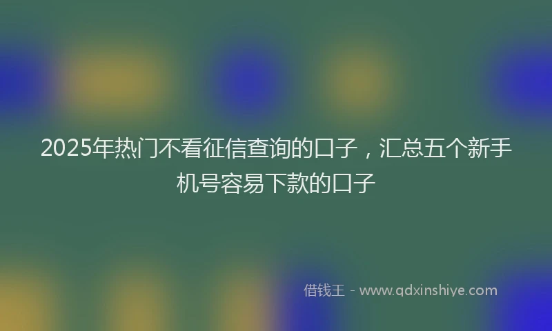 2025年热门不看征信查询的口子，汇总五个新手机号容易下款的口子