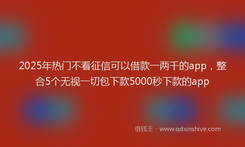 2025年热门不看征信可以借款一两千的app，整合5个无视一切包下款5000秒下款的app