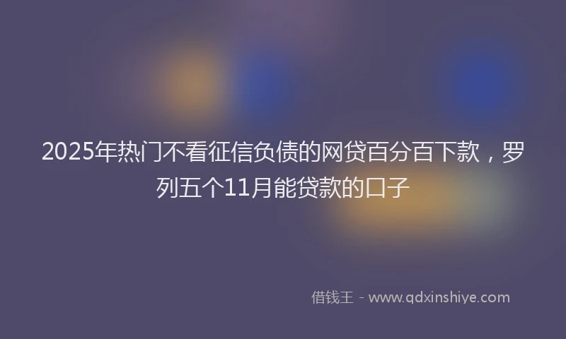 2025年热门不看征信负债的网贷百分百下款，罗列五个11月能贷款的口子
