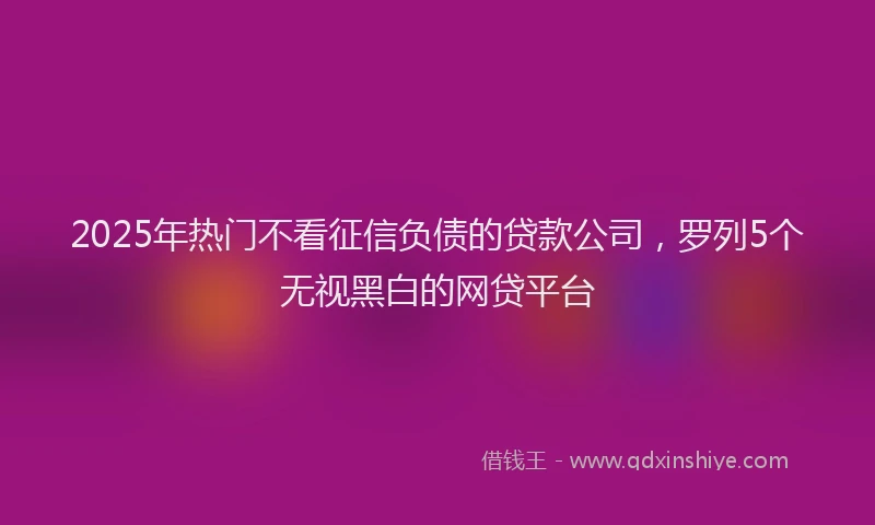 2025年热门不看征信负债的贷款公司，罗列5个无视黑白的网贷平台