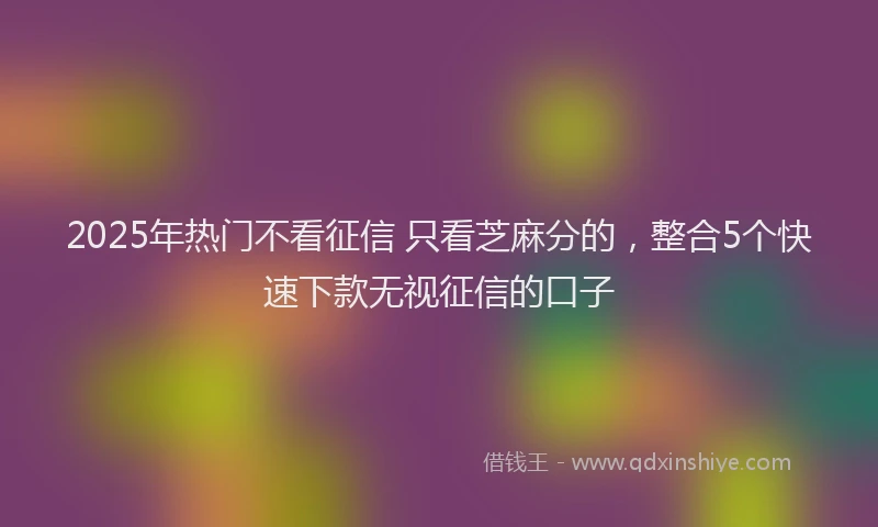 2025年热门不看征信 只看芝麻分的，整合5个快速下款无视征信的口子