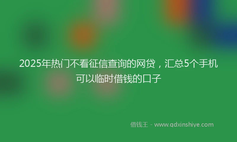 2025年热门不看征信查询的网贷，汇总5个手机可以临时借钱的口子