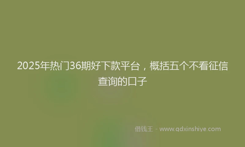 2025年热门36期好下款平台，概括五个不看征信查询的口子