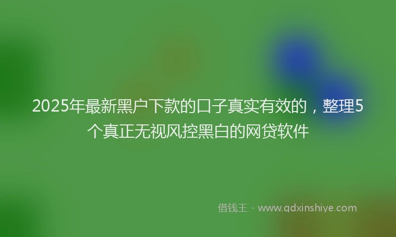 2025年最新黑户下款的口子真实有效的，整理5个真正无视风控黑白的网贷软件