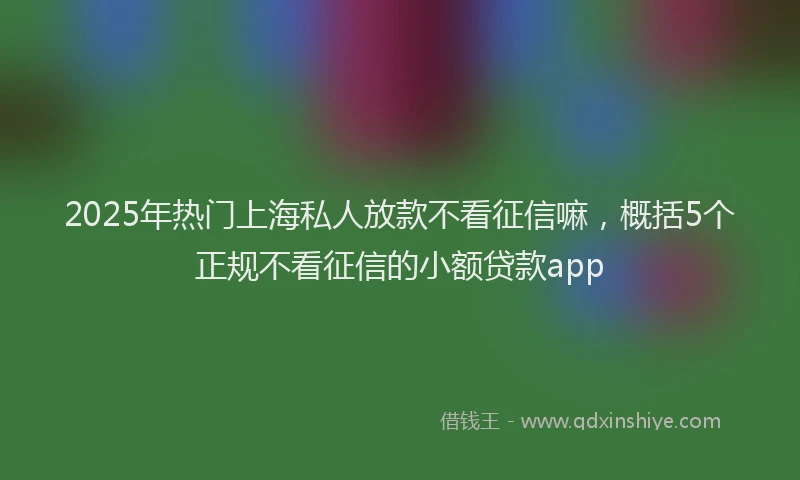 2025年热门上海私人放款不看征信嘛,概括5个正规不看征信的小额贷款app