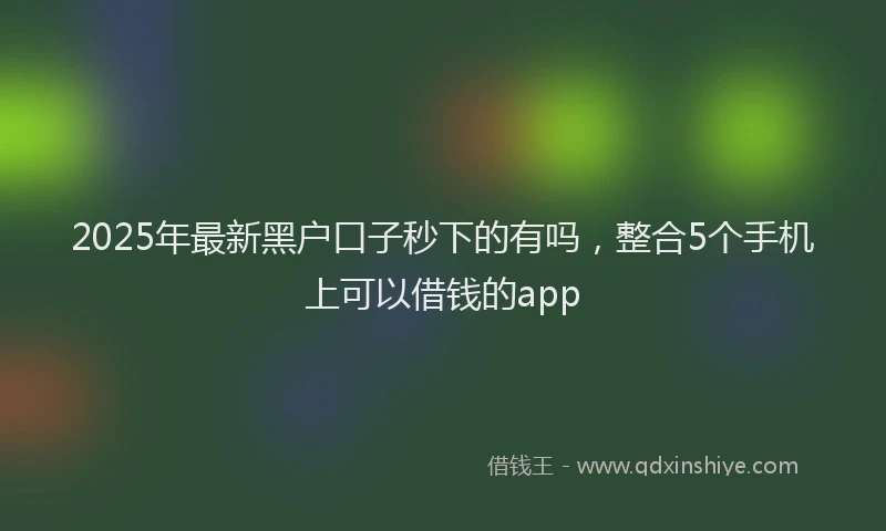 2025年最新黑户口子秒下的有吗，整合5个手机上可以借钱的app