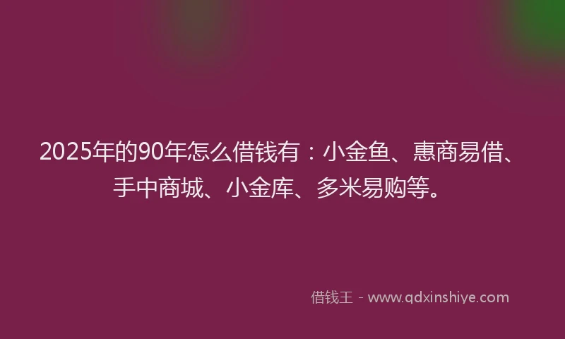 2025年的90年怎么借钱有：小金鱼、惠商易借、手中商城、小金库、多米易购等。