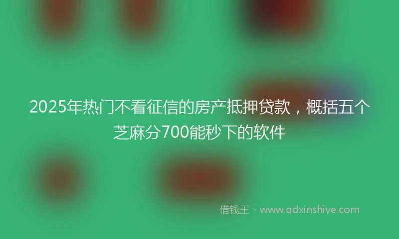 2025年热门不看征信的房产抵押贷款，概括五个芝麻分700能秒下的软件