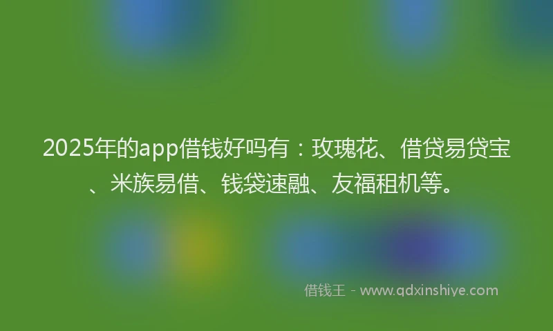 2025年的app借钱好吗有：玫瑰花、借贷易贷宝、米族易借、钱袋速融、友福租机等。