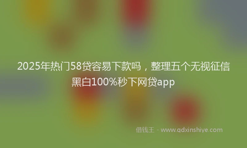 2025年热门58贷容易下款吗，整理五个无视征信黑白100%秒下网贷app
