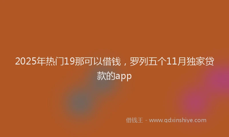 2025年热门19那可以借钱，罗列五个11月独家贷款的app