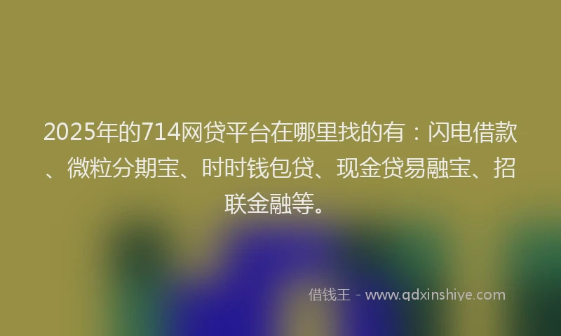 2025年的714网贷平台在哪里找的有：闪电借款、微粒分期宝、时时钱包贷、现金贷易融宝、招联金融等。