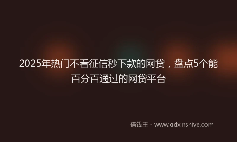 2025年热门不看征信秒下款的网贷，盘点5个能百分百通过的网贷平台