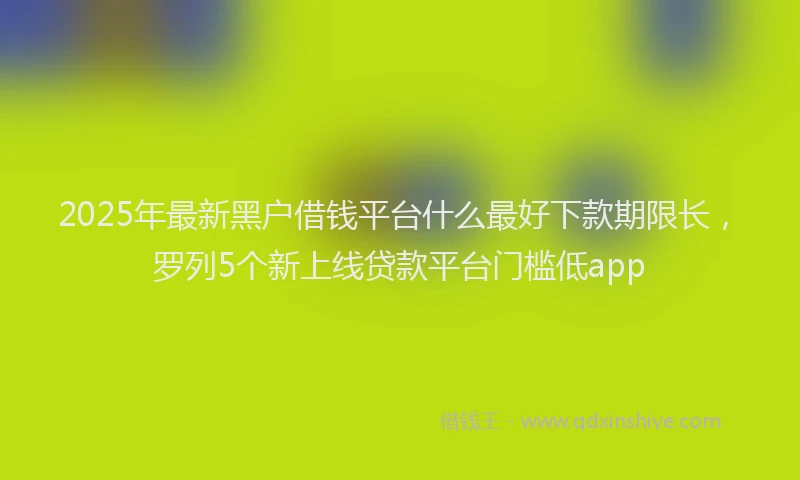 2025年最新黑户借钱平台什么最好下款期限长，罗列5个新上线贷款平台门槛低app