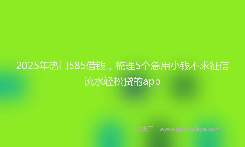 2025年热门585借钱，梳理5个急用小钱不求征信流水轻松贷的app