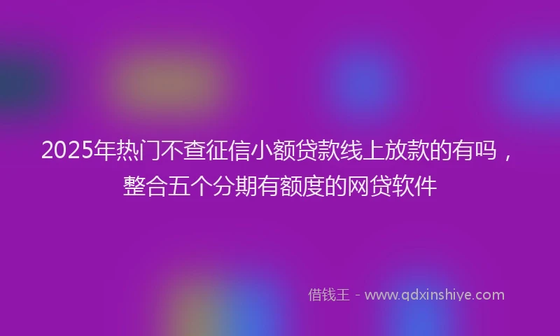 2025年热门不查征信小额贷款线上放款的有吗，整合五个分期有额度的网贷软件