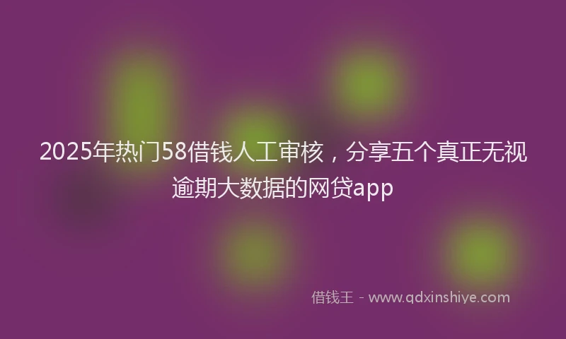 2025年热门58借钱人工审核，分享五个真正无视逾期大数据的网贷app