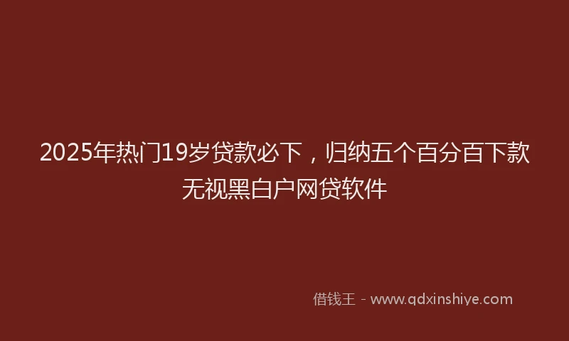 2025年热门19岁贷款必下，归纳五个百分百下款无视黑白户网贷软件