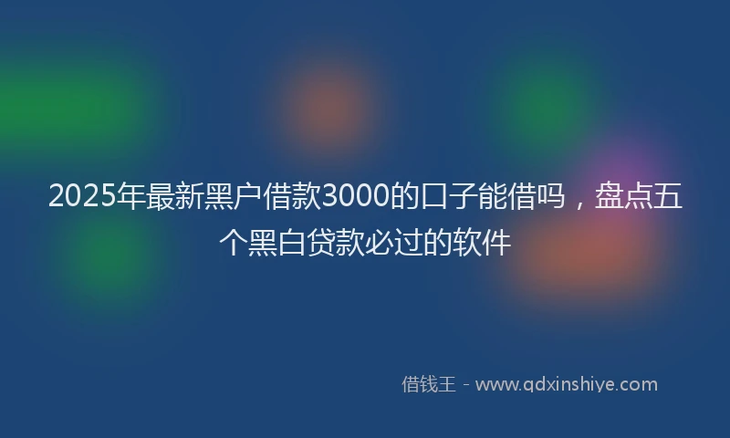2025年最新黑户借款3000的口子能借吗，盘点五个黑白贷款必过的软件