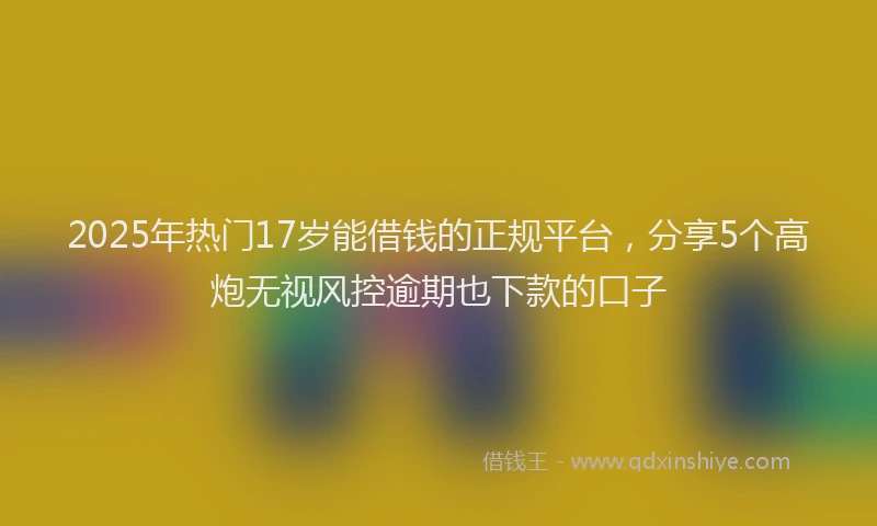 2025年热门17岁能借钱的正规平台，分享5个高炮无视风控逾期也下款的口子