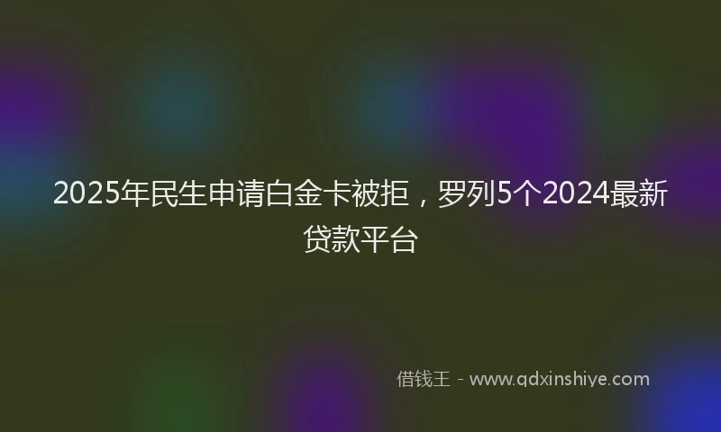 2025年民生申请白金卡被拒，罗列5个2024最新贷款平台