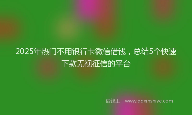2025年热门不用银行卡微信借钱，总结5个快速下款无视征信的平台