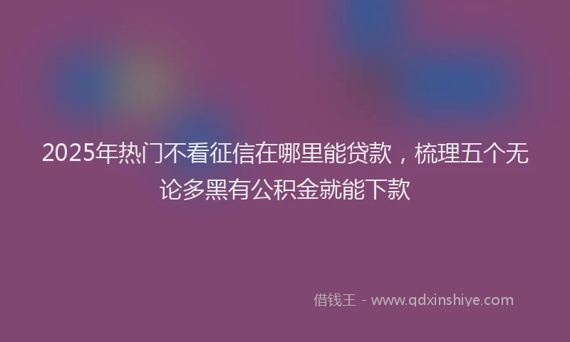 2025年热门不看征信在哪里能贷款，梳理五个无论多黑有公积金就能下款