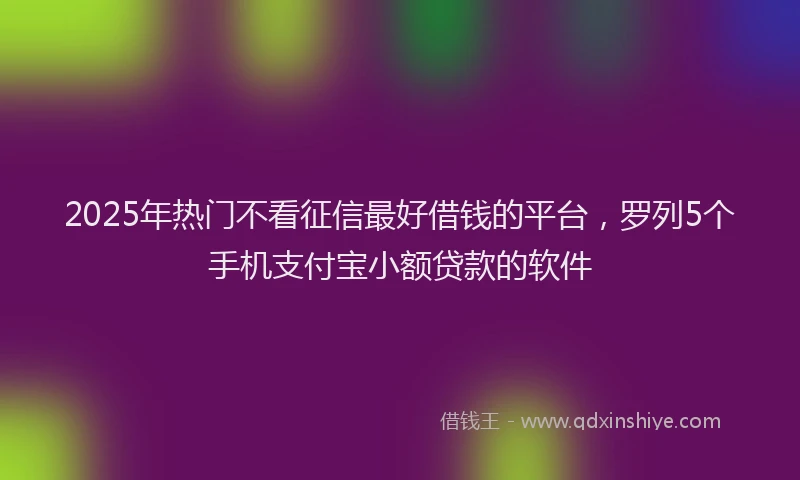 2025年热门不看征信最好借钱的平台，罗列5个手机支付宝小额贷款的软件