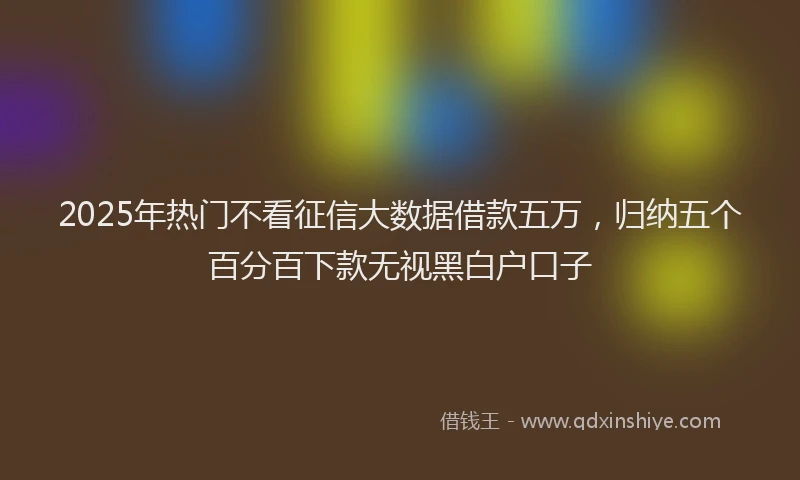2025年热门不看征信大数据借款五万，归纳五个百分百下款无视黑白户口子