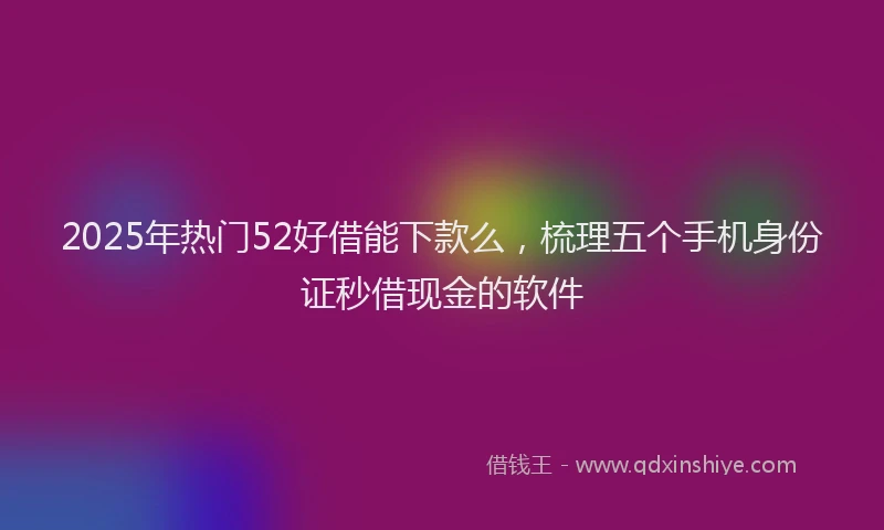2025年热门52好借能下款么，梳理五个手机身份证秒借现金的软件