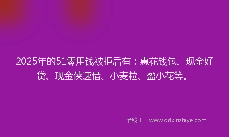 2025年的51零用钱被拒后有：惠花钱包、现金好贷、现金侠速借、小麦粒、盈小花等。