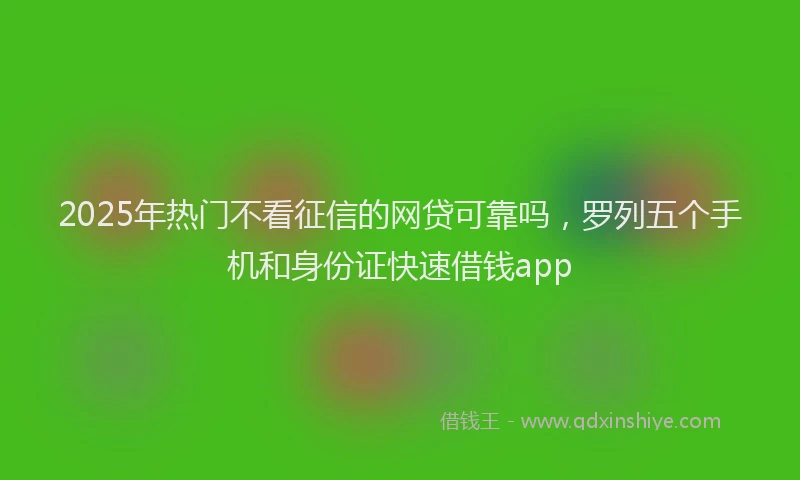 2025年热门不看征信的网贷可靠吗，罗列五个手机和身份证快速借钱app