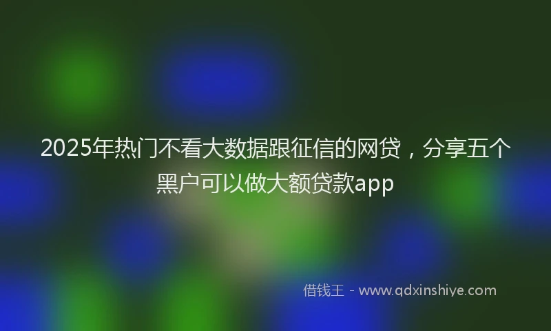 2025年热门不看大数据跟征信的网贷，分享五个黑户可以做大额贷款app