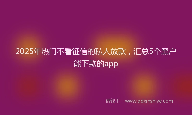 2025年热门不看征信的私人放款，汇总5个黑户能下款的app