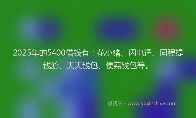 2025年的5400借钱有：花小猪、闪电通、同程提钱游、天天钱包、便荔钱包等。