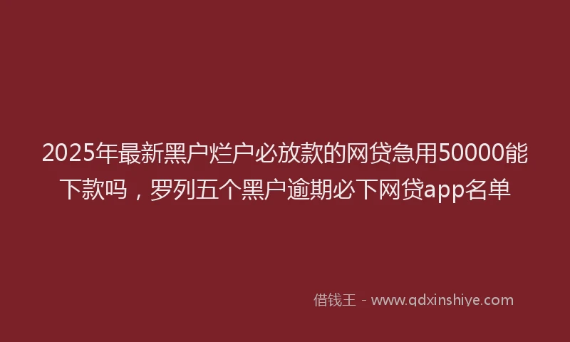 2025年最新黑户烂户必放款的网贷急用50000能下款吗，罗列五个黑户逾期必下网贷app名单