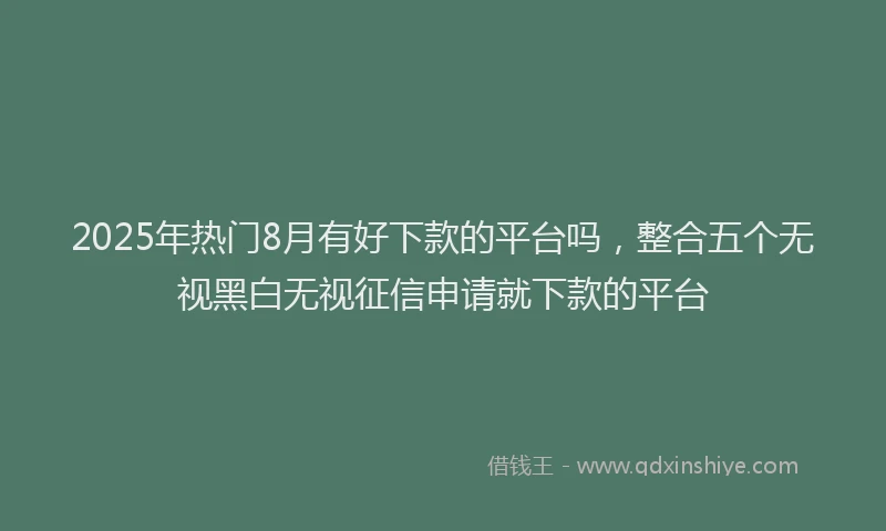 2025年热门8月有好下款的平台吗，整合五个无视黑白无视征信申请就下款的平台