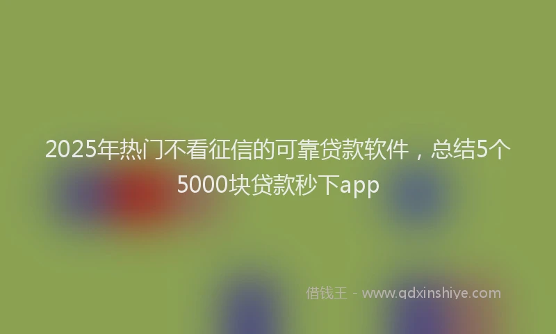 2025年热门不看征信的可靠贷款软件，总结5个5000块贷款秒下app