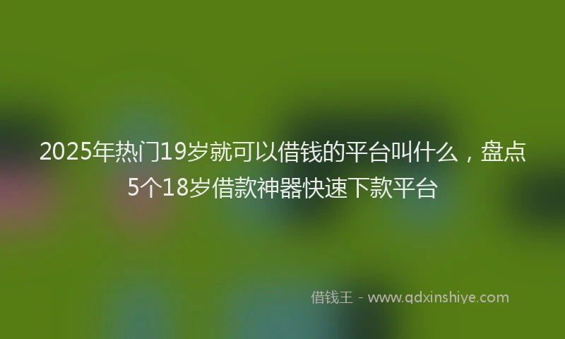 2025年热门19岁就可以借钱的平台叫什么，盘点5个18岁借款神器快速下款平台